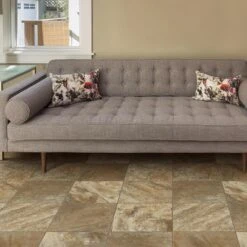 Congoleum ArmorCore LC Valley Path 12-ft W Cut-to-Length Sandy Brown Stone Look Low-Gloss Finish Sheet Vinyl