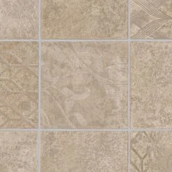 TrafficMASTER Marbella Tile Neutral Residential Vinyl Sheet, Sold By 13.2 Ft. Wide X Custom Length