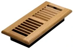 Decor Grates 4" X 10" Oak Wood Natural Finish Louvered Design Floor Register