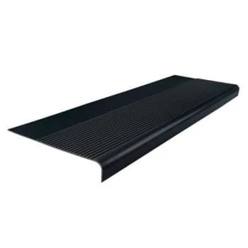 Roppe 12-1/4 X 4 Ft Black Ld Ribbed Rubber Round Nose Stair Tread 1 Roppe 12-1/4 X 4 Ft Black Ld Ribbed Rubber Round Nose Stair Tread