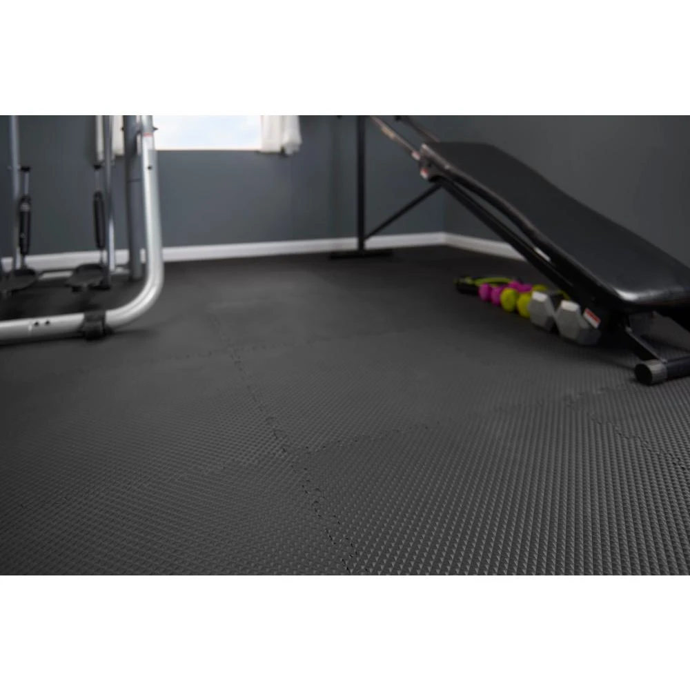 TrafficMASTER Black/Gray 24 In. X 24 In. X 0.47 In. Dual Sided Gym Floor (4-Pack) 2 TrafficMASTER Black/Gray 24 In. X 24 In. X 0.47 In. Dual Sided Gym Floor (4-Pack) - Image 2
