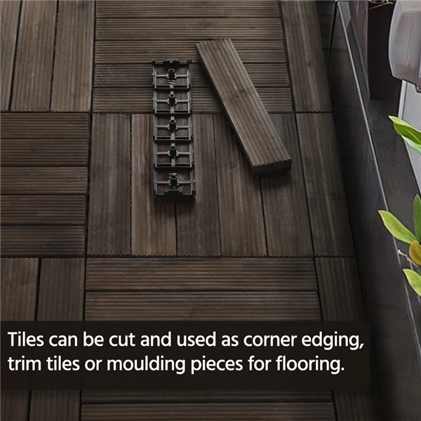 Topeakmart Pack Of 27 Interlocking Wood Flooring Tiles Indoor & Outdoor For Patio Garden Deck Poolside 12''x12'' Dark Brown 14 Topeakmart Pack Of 27 Interlocking Wood Flooring Tiles Indoor & Outdoor For Patio Garden Deck Poolside 12''x12'' Dark Brown - Image 14