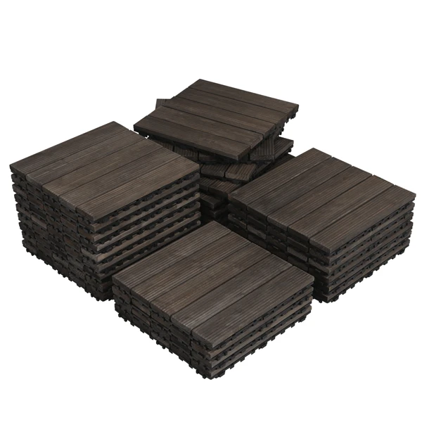 Topeakmart Pack Of 27 Interlocking Wood Flooring Tiles Indoor & Outdoor For Patio Garden Deck Poolside 12''x12'' Dark Brown 1 Topeakmart Pack Of 27 Interlocking Wood Flooring Tiles Indoor & Outdoor For Patio Garden Deck Poolside 12''x12'' Dark Brown